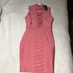 Dusty pink polyster/spandex Avighon Bandage Dress